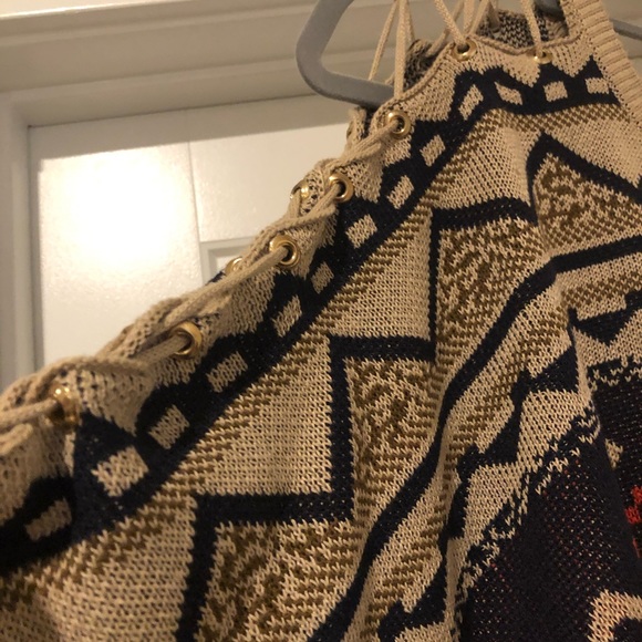 Orange Fashion Village Tribal design sweater poncho - Picture 11 of 11